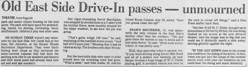 East Side Drive-In Theatre - Old Article
